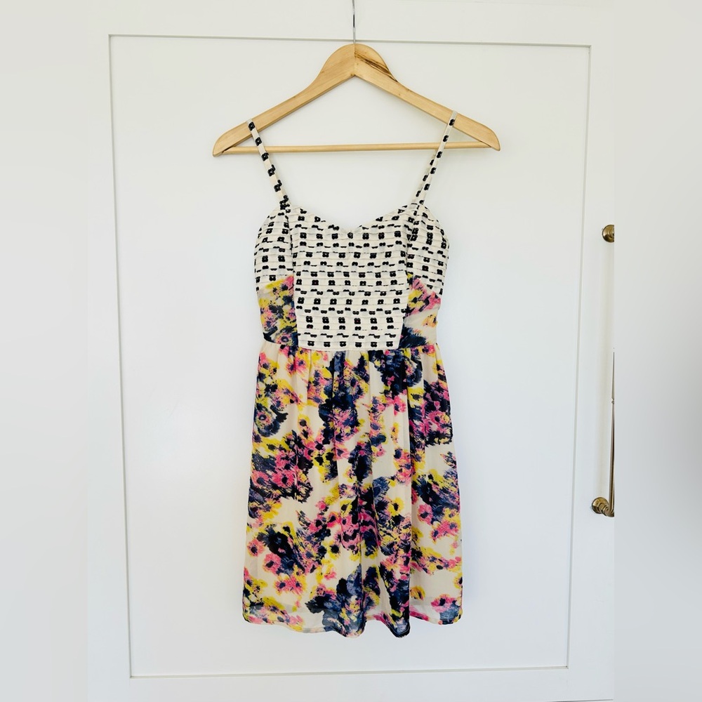 Bar III Black and Multicolor Midi Dress
